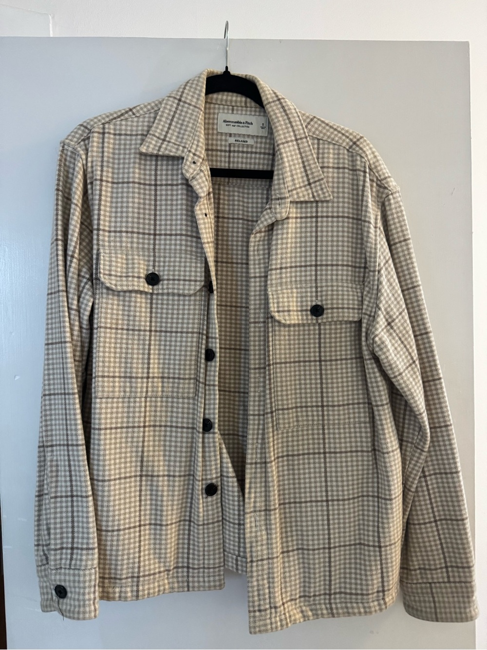 Abercrombie & Fitch Beige Plaid Shirt Jacket